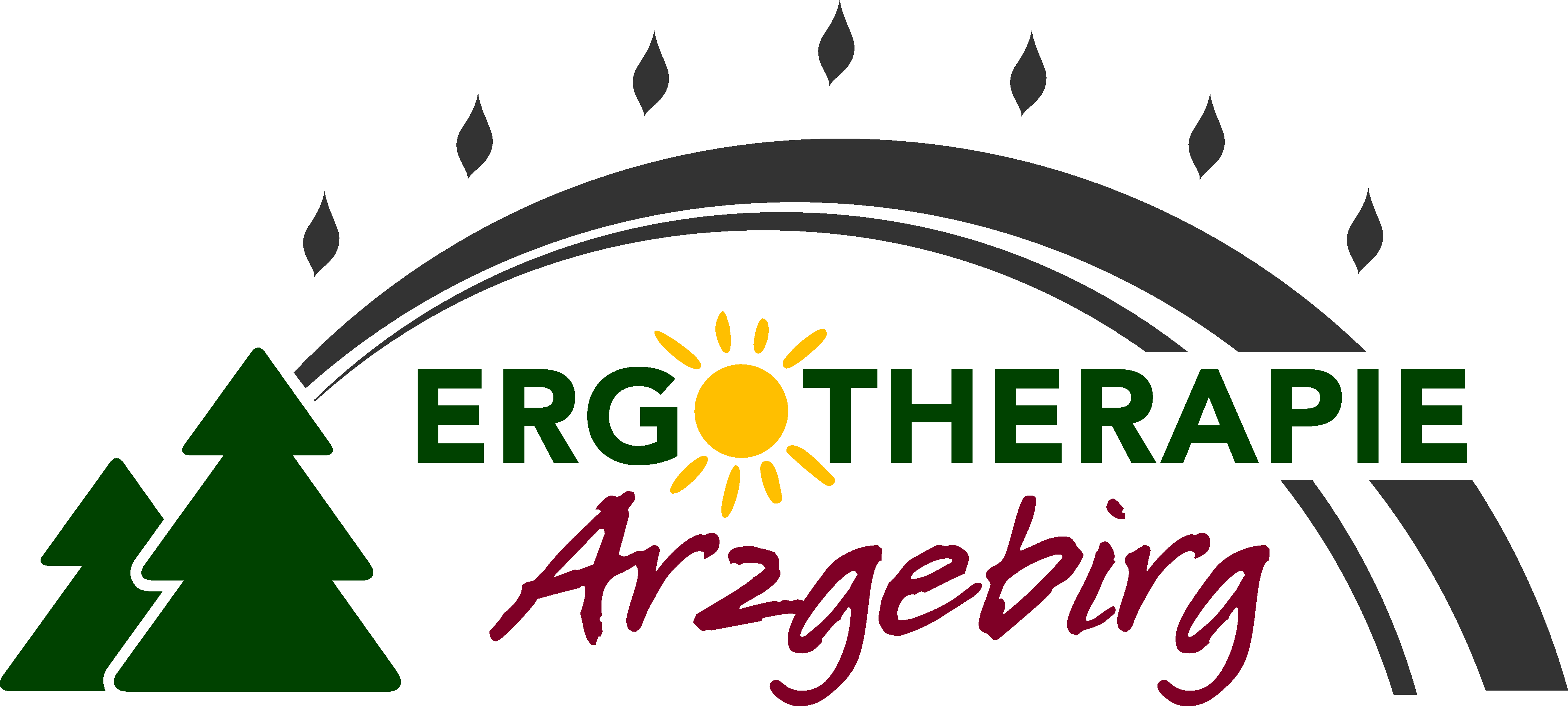 Ergotherapie Arzgebirg – Logo mit Schwibbogen, Tannenbäumen und Sonne